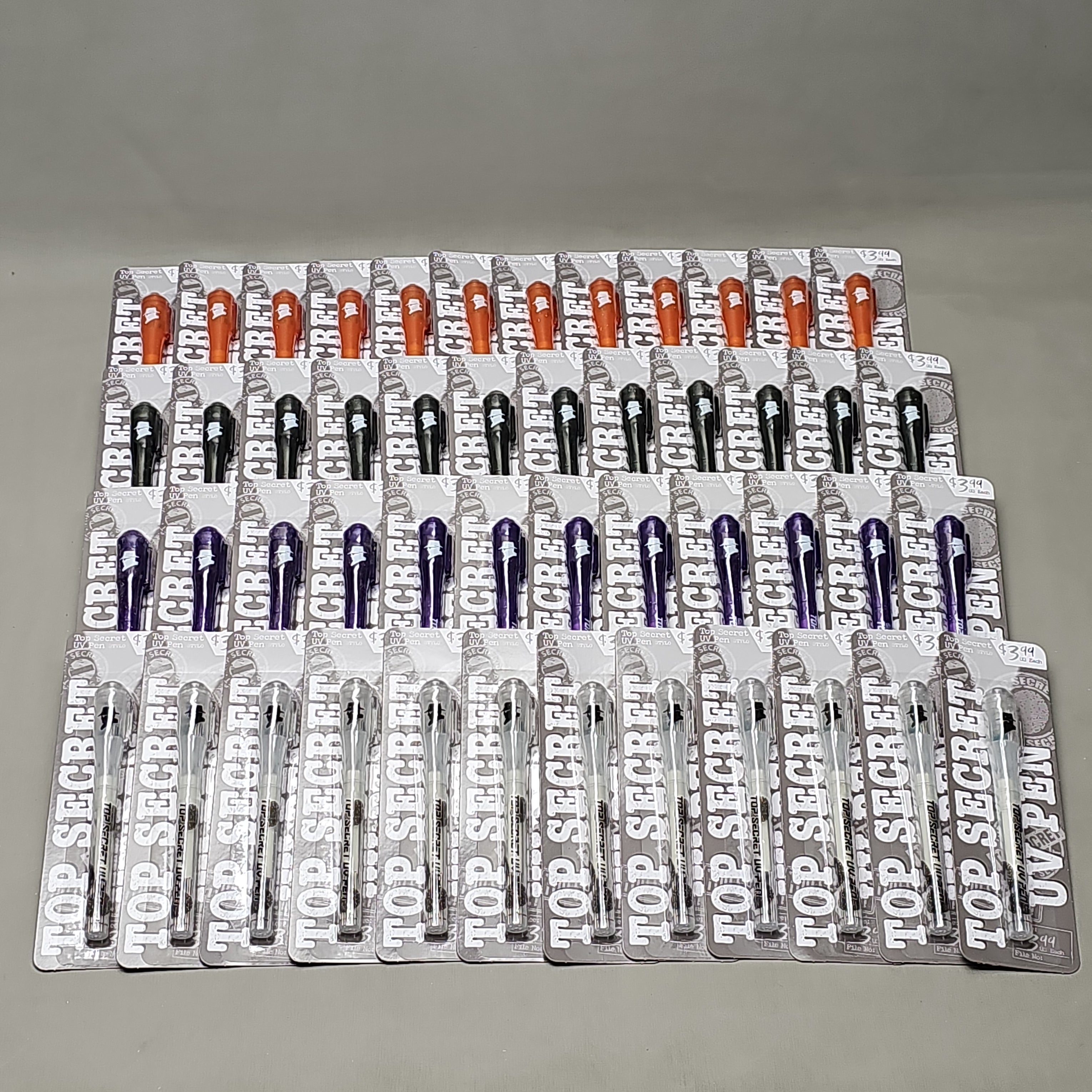 SCHOLASTIC Top Secret UV Pen Stylo Case of 480! With 4 Colors F22TOPUV(New)