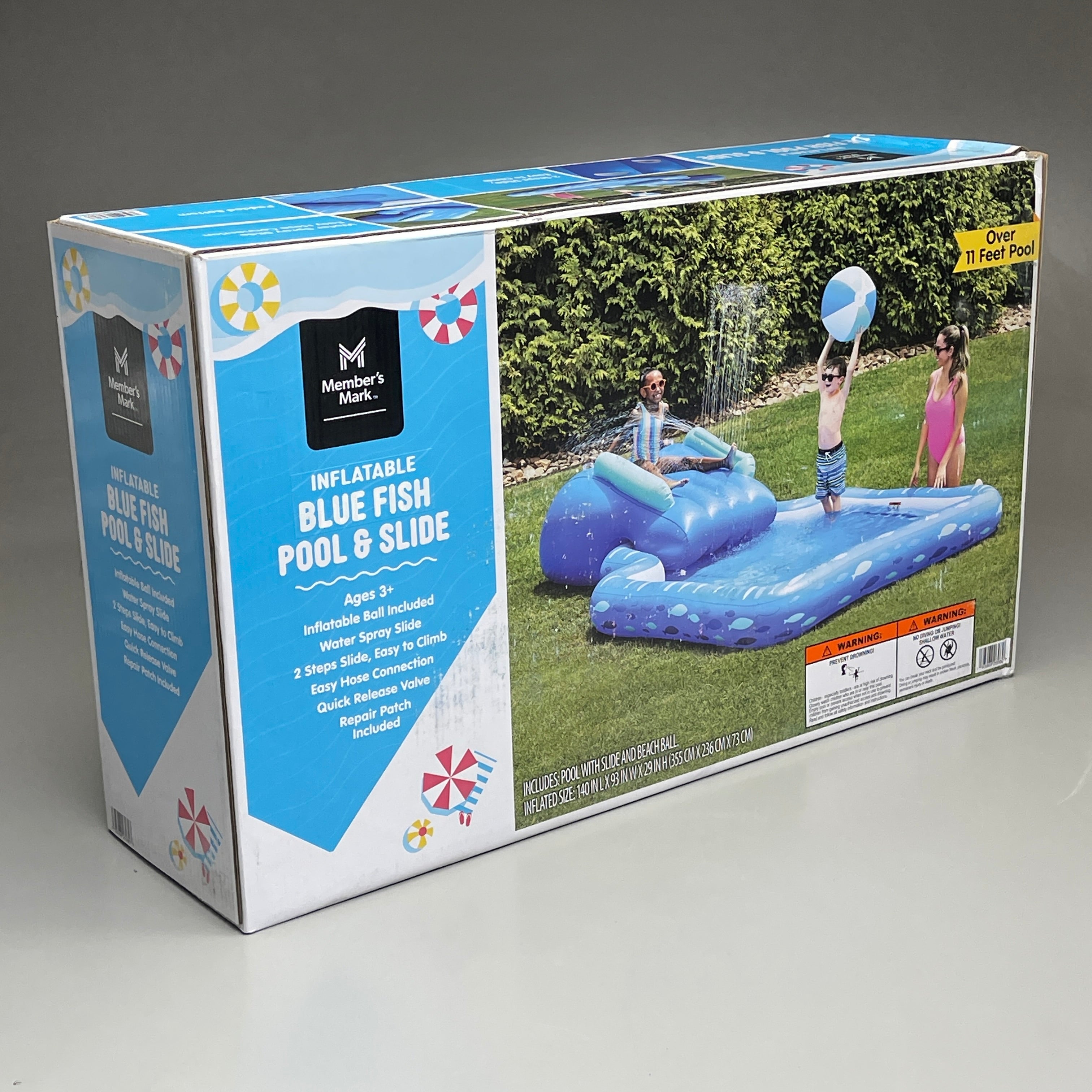 MEMBERS MARK 11’ Inflatable Donut Pool & Slide Blue (New)
