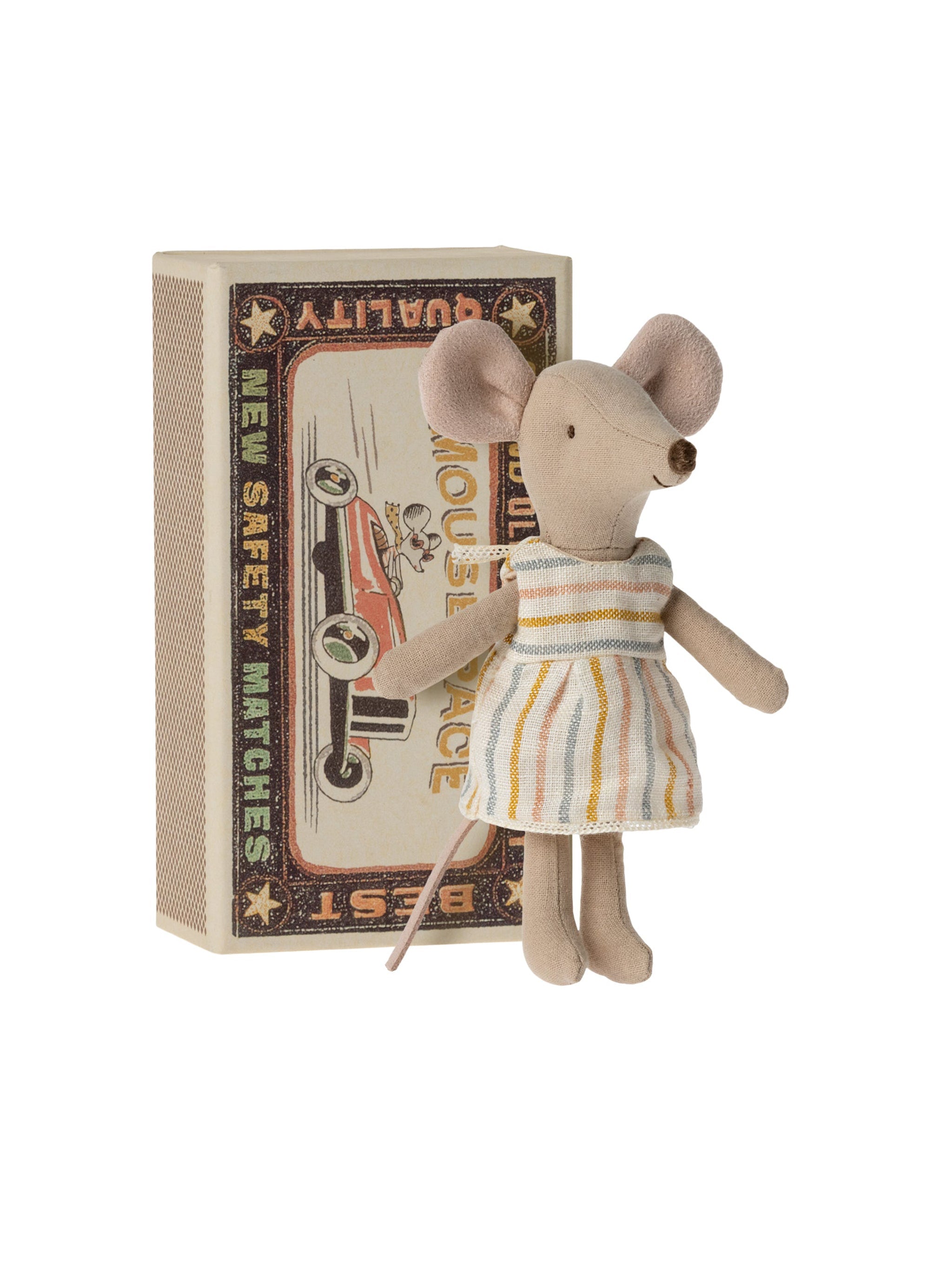 Maileg Big Sister Mouse in Matchbox Striped Dress