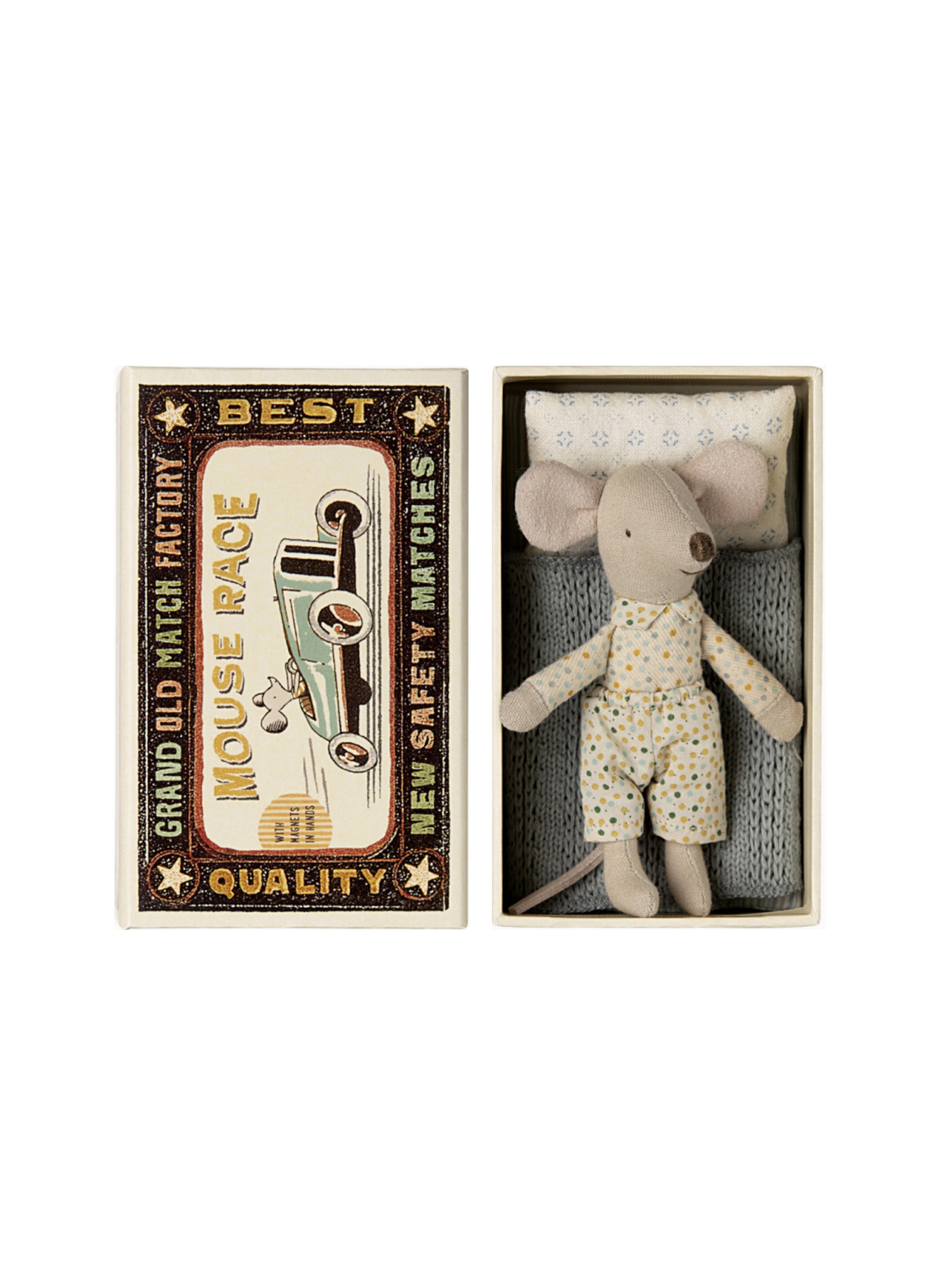 Maileg Little Brother Mouse in Matchbox Dotted Clothes