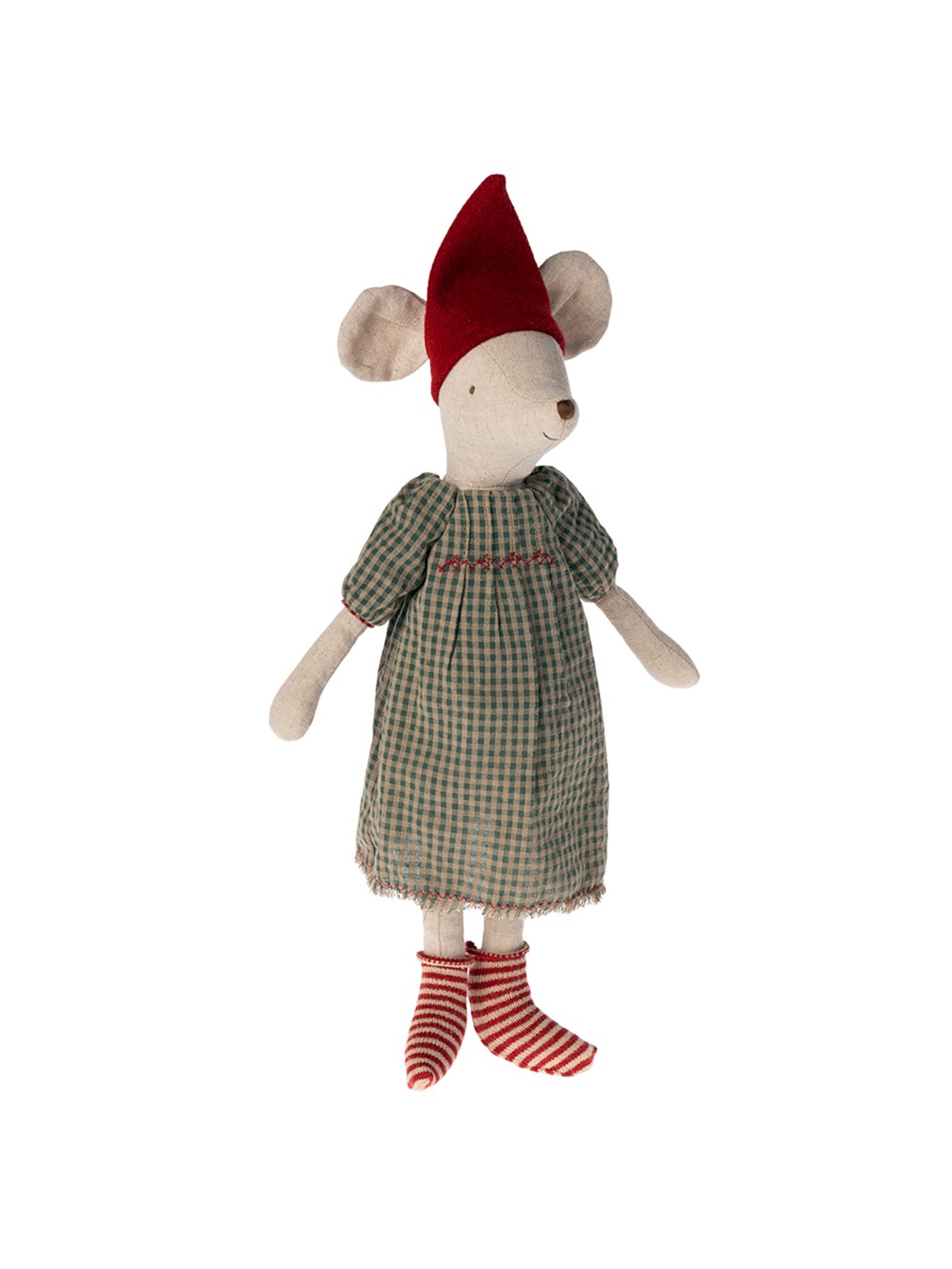 Maileg Medium Christmas Mouse Girl in Dress