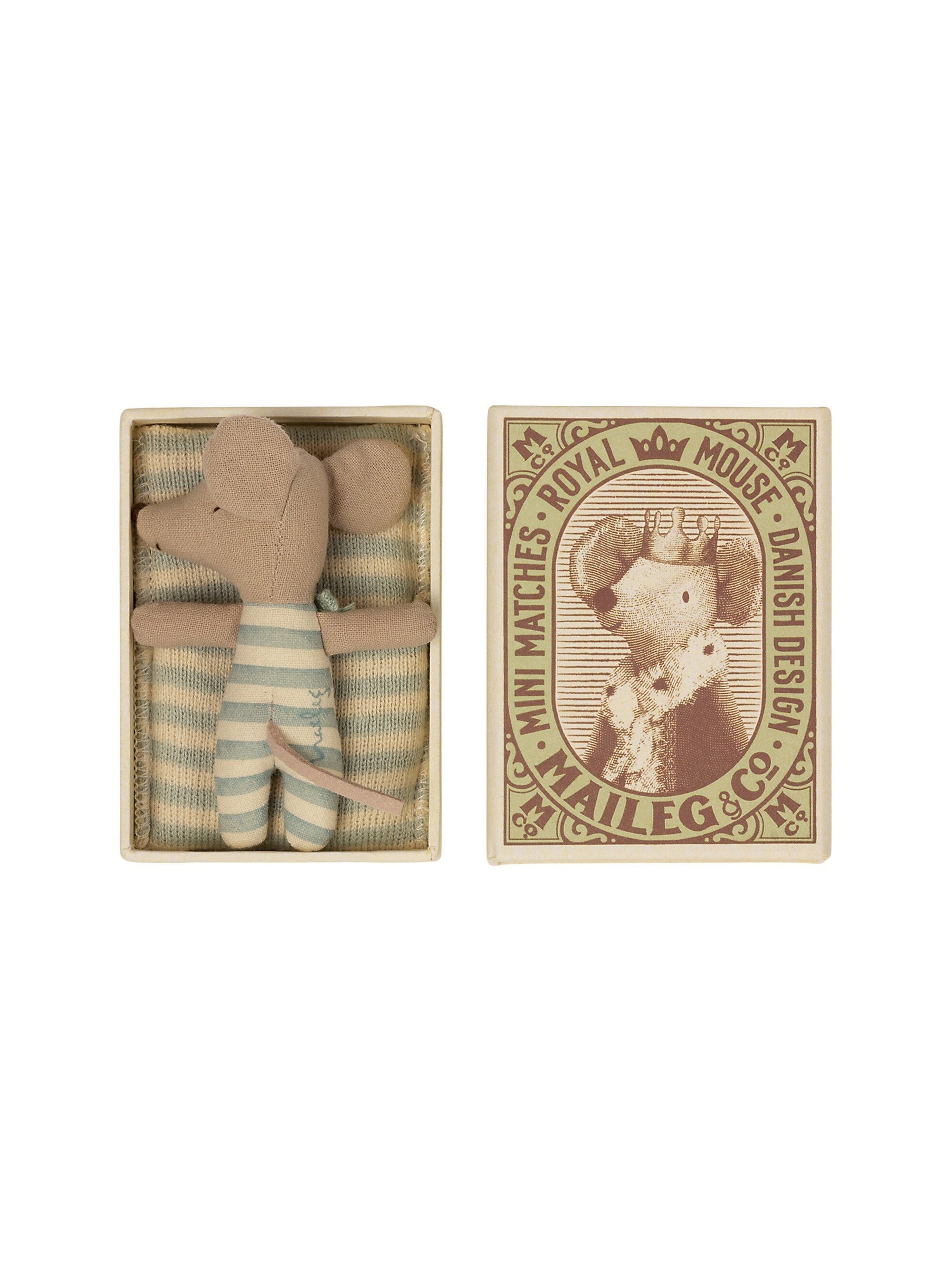 Maileg Sleepy Wakey Boy Baby Mouse in Matchbox