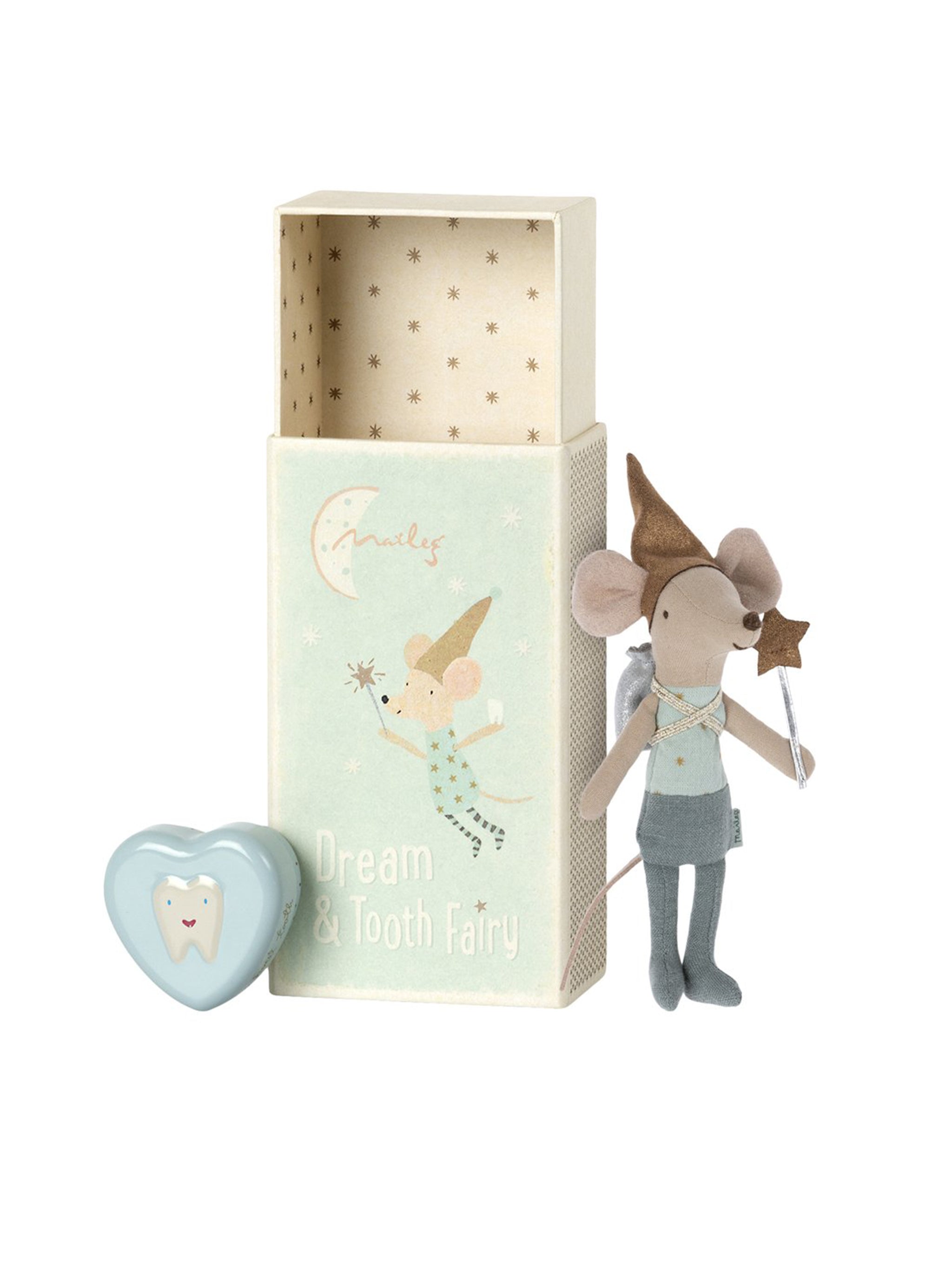 Maileg Tooth Fairy Mouse in Matchbox Blue