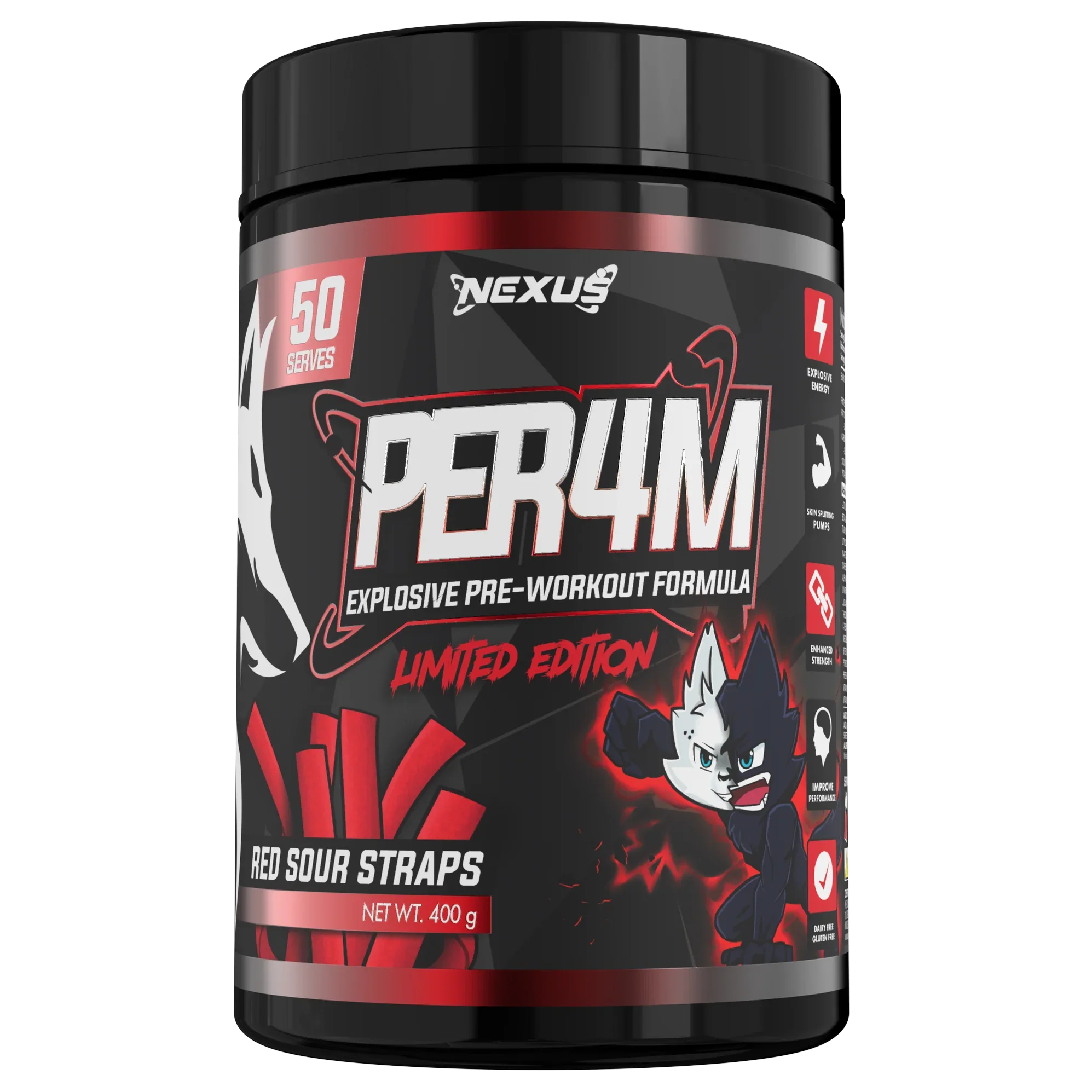NEXUS PER4M PRE-WORKOUT Red Sour Straps 200g