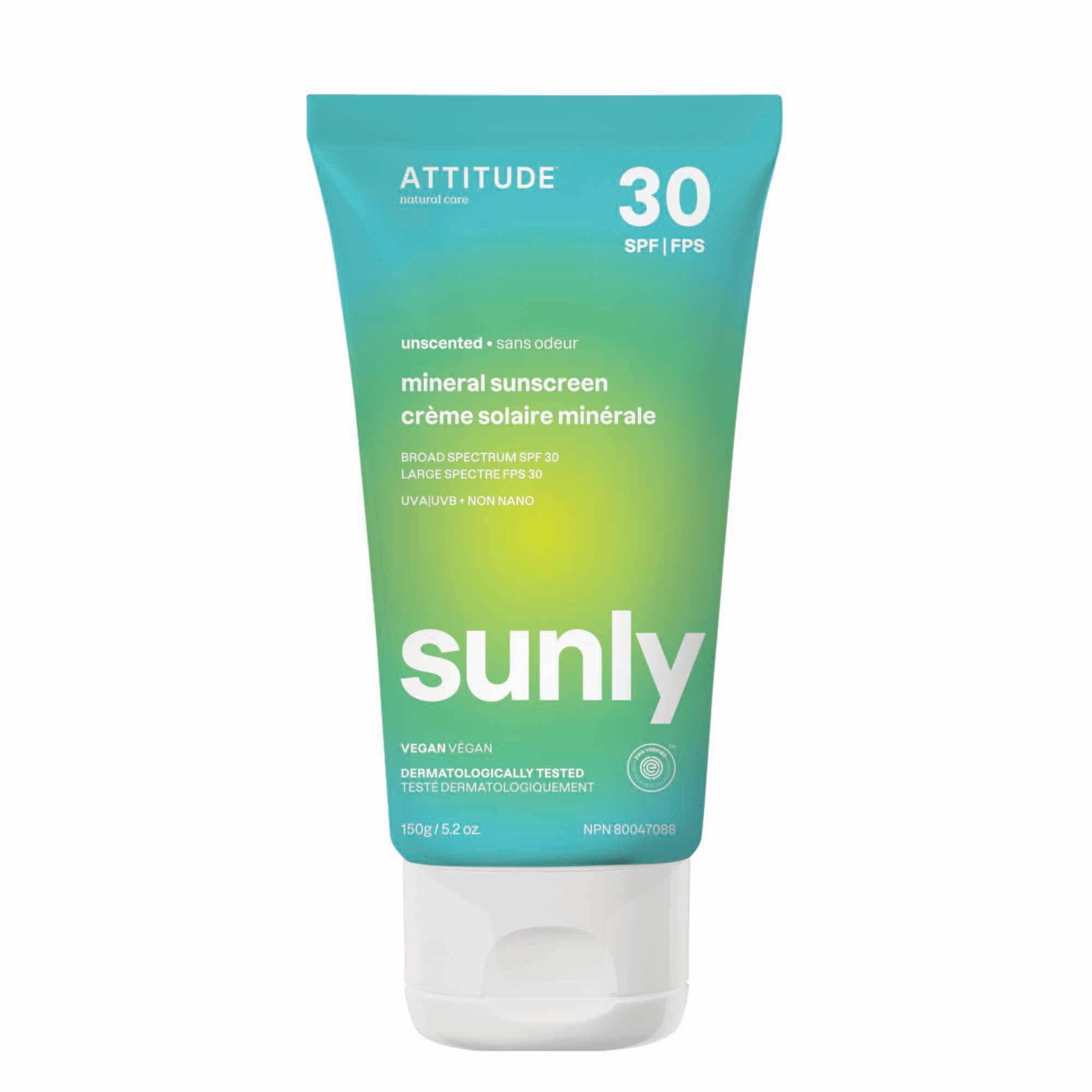 Attitude - Sunly SPF30 Adult - Unscented, 150 g
