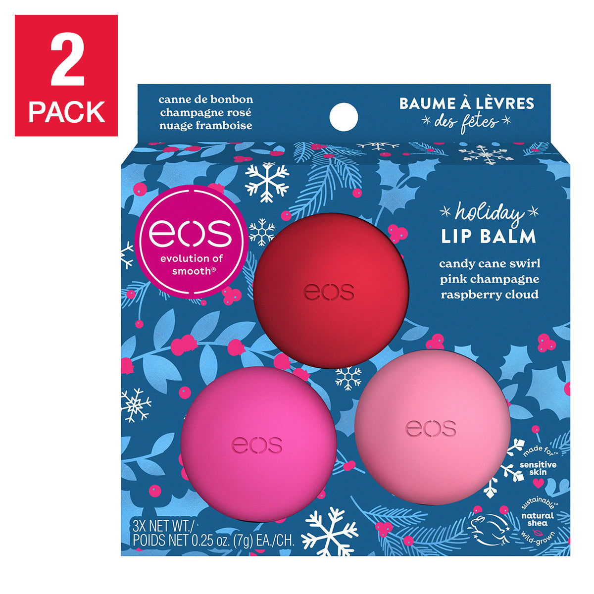 eos 2022 Limited Edition Holiday Lip Balm, 2 x 3 Sphere