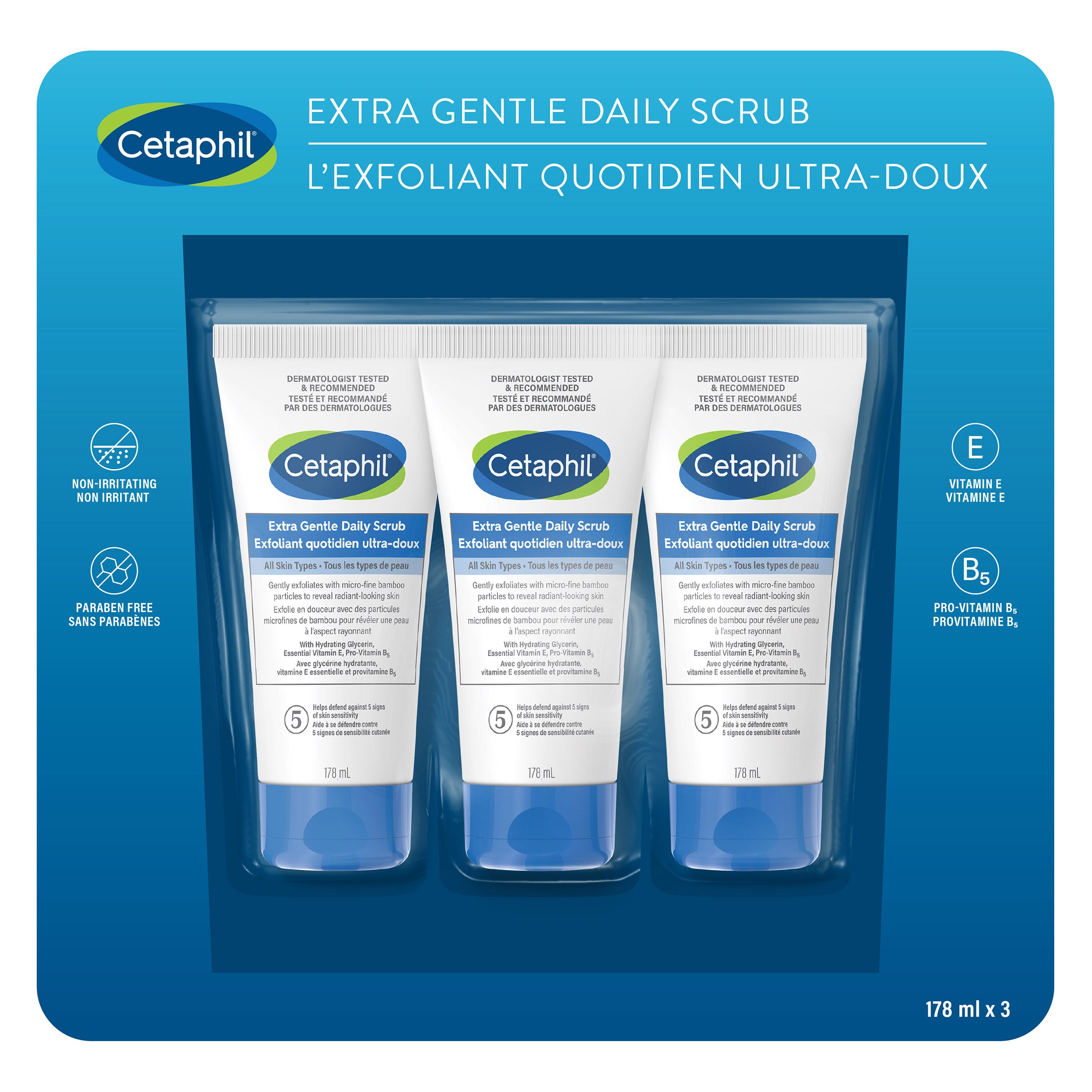 Cetaphil Extra Gentle Daily Scrub, 3-pack