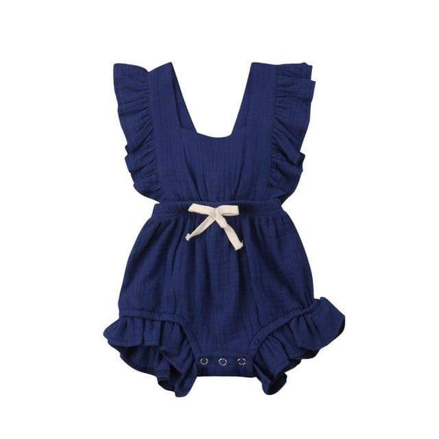 Girl's Clothing Blue / 24M / China Baby Girls Ruffle Solid Color Bodysuit